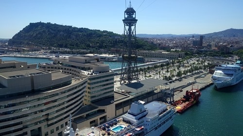 The gondola across Barcelona The gondola across Barcelona