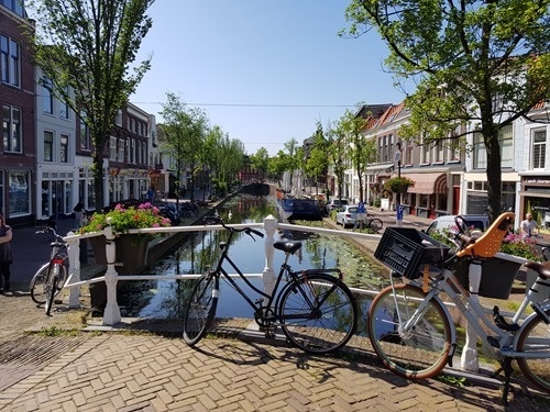 Bikes parked on the canal Bikes parked on the canal