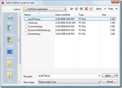 File selection during the PYLOAD command File selection during the PYLOAD command