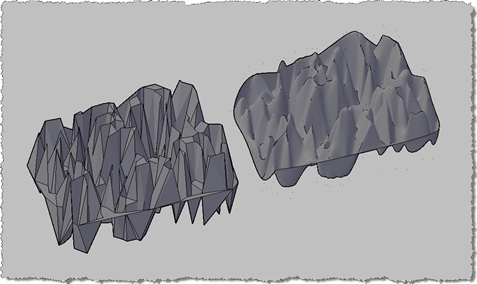 Comparing the standard PolyFaceMesh with a smoothed SubDMesh Comparing the standard PolyFaceMesh with a smoothed SubDMesh