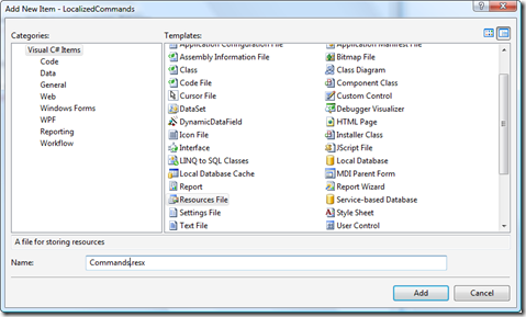 Adding a new resource file Adding a new resource file