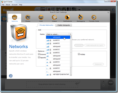 Eye-Fi Center - adding networks Eye-Fi Center - adding networks