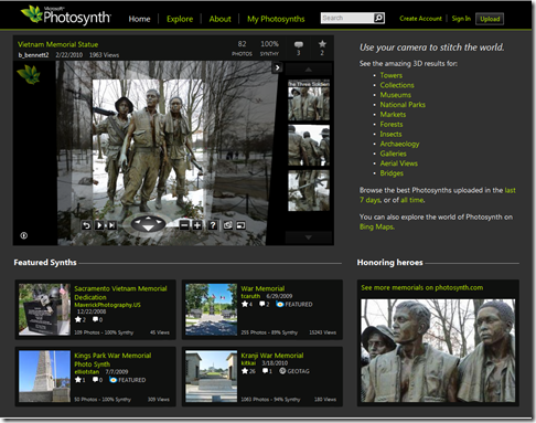 Photosynth main page Photosynth main page