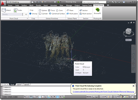 The point cloud imported into AutoCAD The point cloud imported into AutoCAD