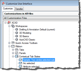 Our new Contextual Tab State in the CUI dialog Our new Contextual Tab State in the CUI dialog