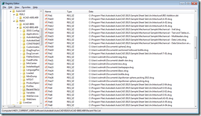 Extracting MRU information from AutoCAD using .NET