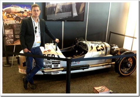 Jon Wells with the Morgan 3 Wheeler Jon Wells with the Morgan 3 Wheeler