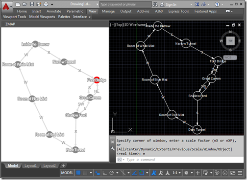 Zork II map inside AutoCAD Zork II map inside AutoCAD