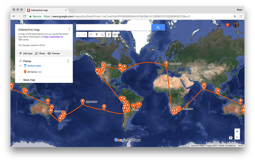 Displaying a round-the-world itinerary using Google Maps – Part 1