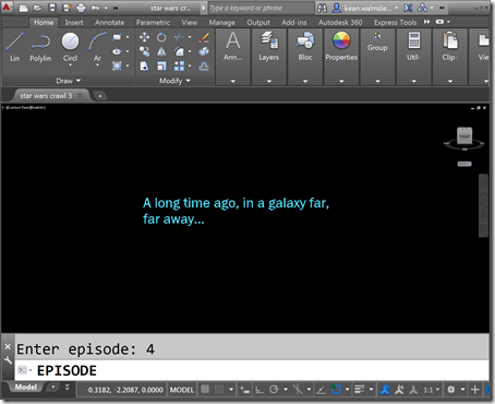 Recreating the Star Wars opening crawl in AutoCAD using F# – Part 1