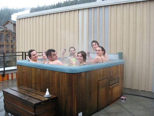 Autodesk Neuchatel employees kicking back in our hot tub Autodesk Neuchatel employees kicking back in our hot tub