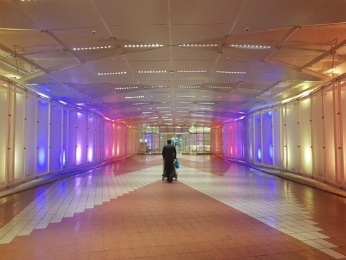 Someone walking through Munich Airport Someone walking through Munich Airport