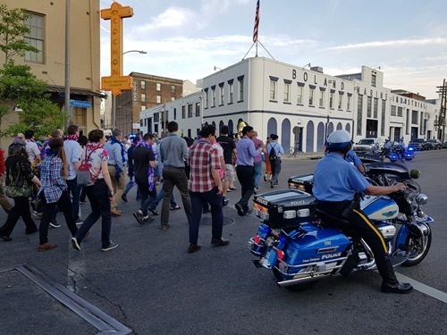 A police escort A police escort