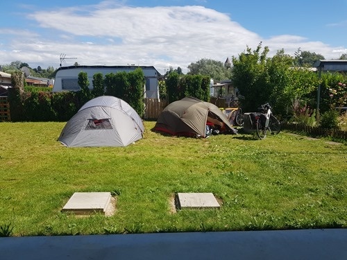 Our pitch by the loos Our pitch by the loos