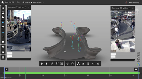 Comparing video footage with extracted skeletons on the MX3D bridge at Ducth Design Week 2018 Comparing video footage with extracted skeletons on the MX3D bridge at Ducth Design Week 2018