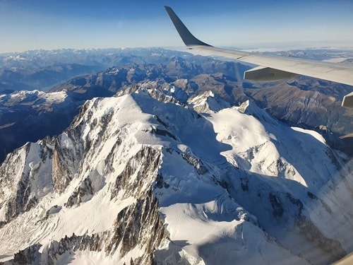 Flying home over the Alps Flying home over the Alps
