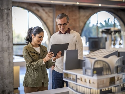 Pointing a tablet at the back Pointing a tablet at the back