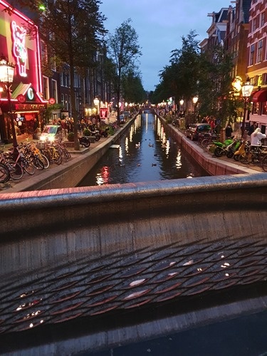 View down the canal by night View down the canal by night
