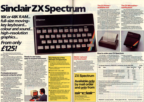 ZX Spectrum advert ZX Spectrum advert