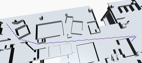 Central path in a real building Central path in a real building