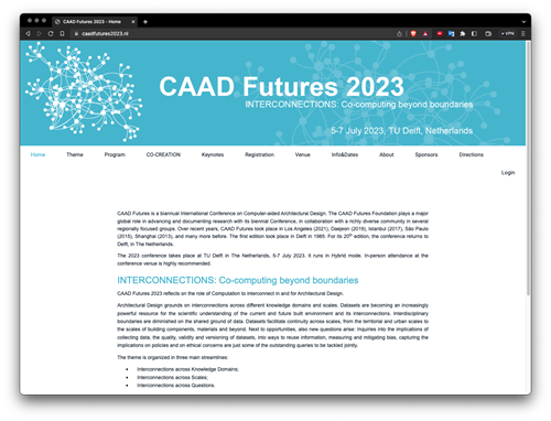 CAAD Futures 2023 at TU Delft from July 5-7