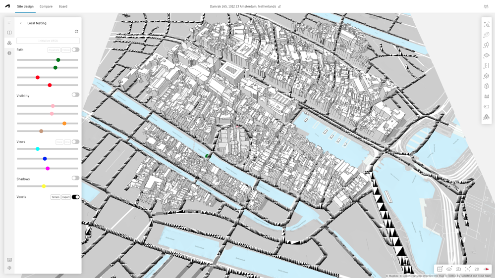 The voxelised roads in Forma The voxelised roads in Forma