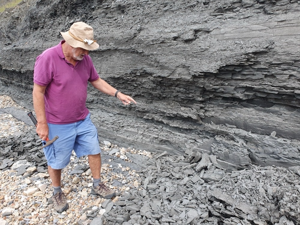 Nigel pointing out fossils Nigel pointing out fossils