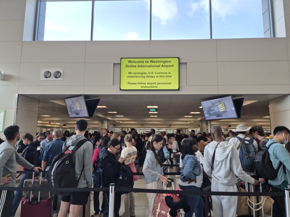 A full immigration hall A full immigration hall