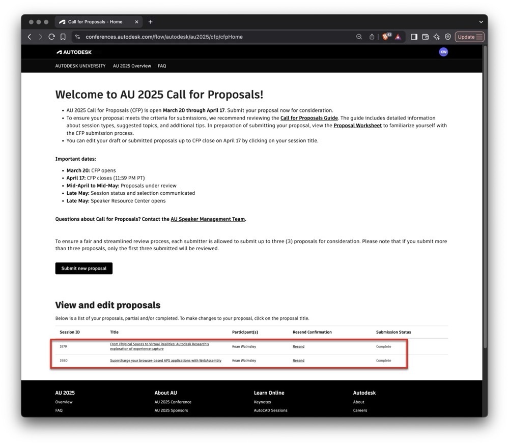 AU 2025 proposals, DevCon recording, Dynamo and Workshop XR updates