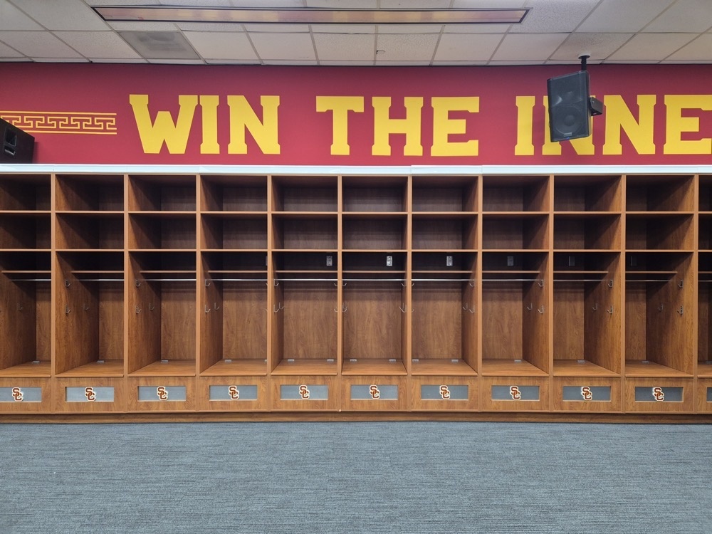 The home team's locker room The home team's locker room.